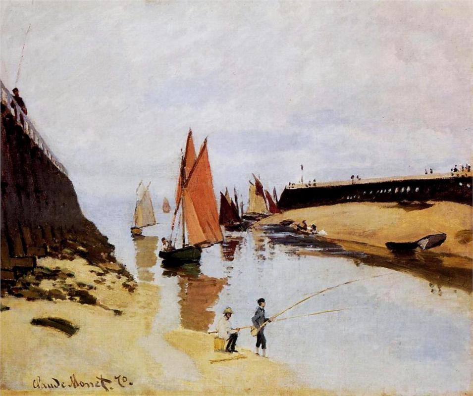 Entrance to the Port of Trouville - Claude Monet Paintings